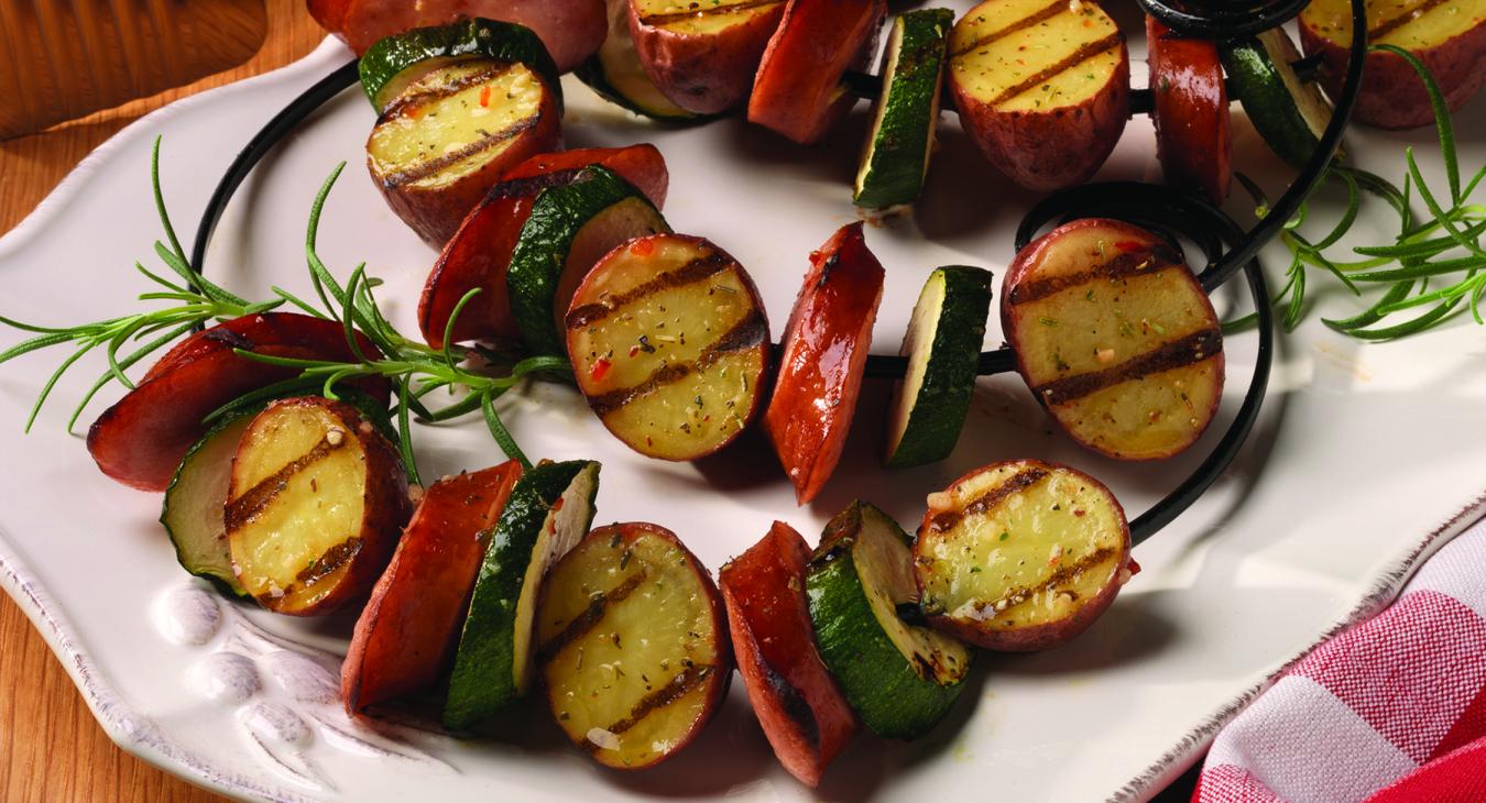 grilled red potato skewers