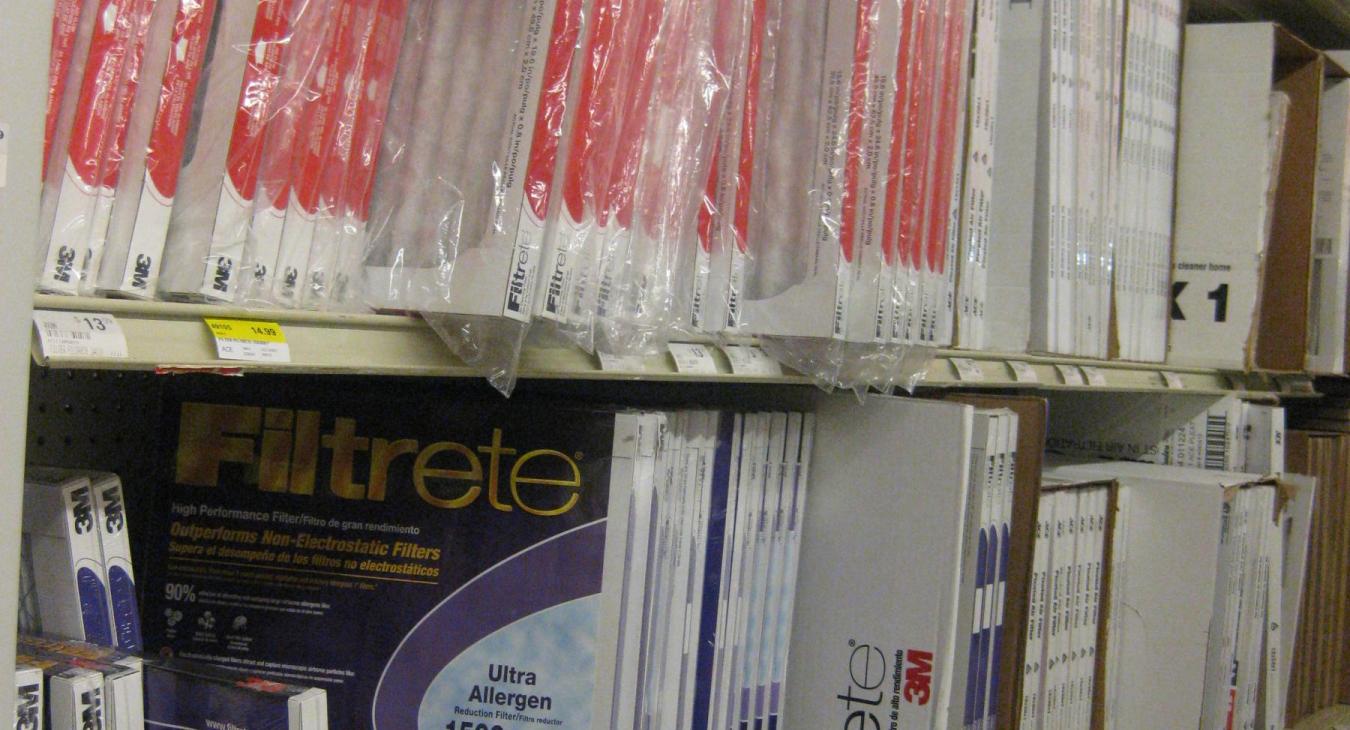 air filters on a shelf