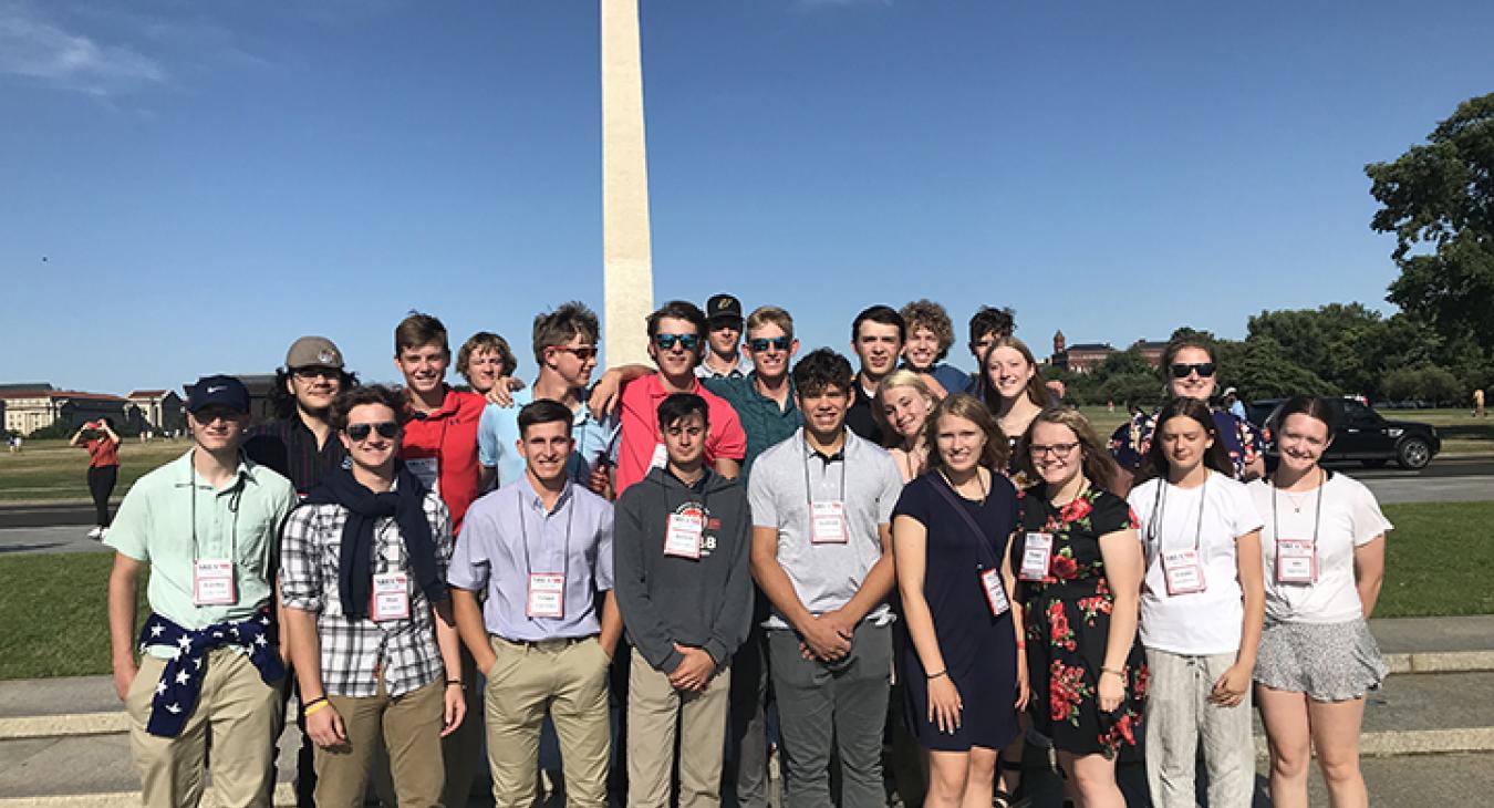 Youth Tour students at Washington Monument