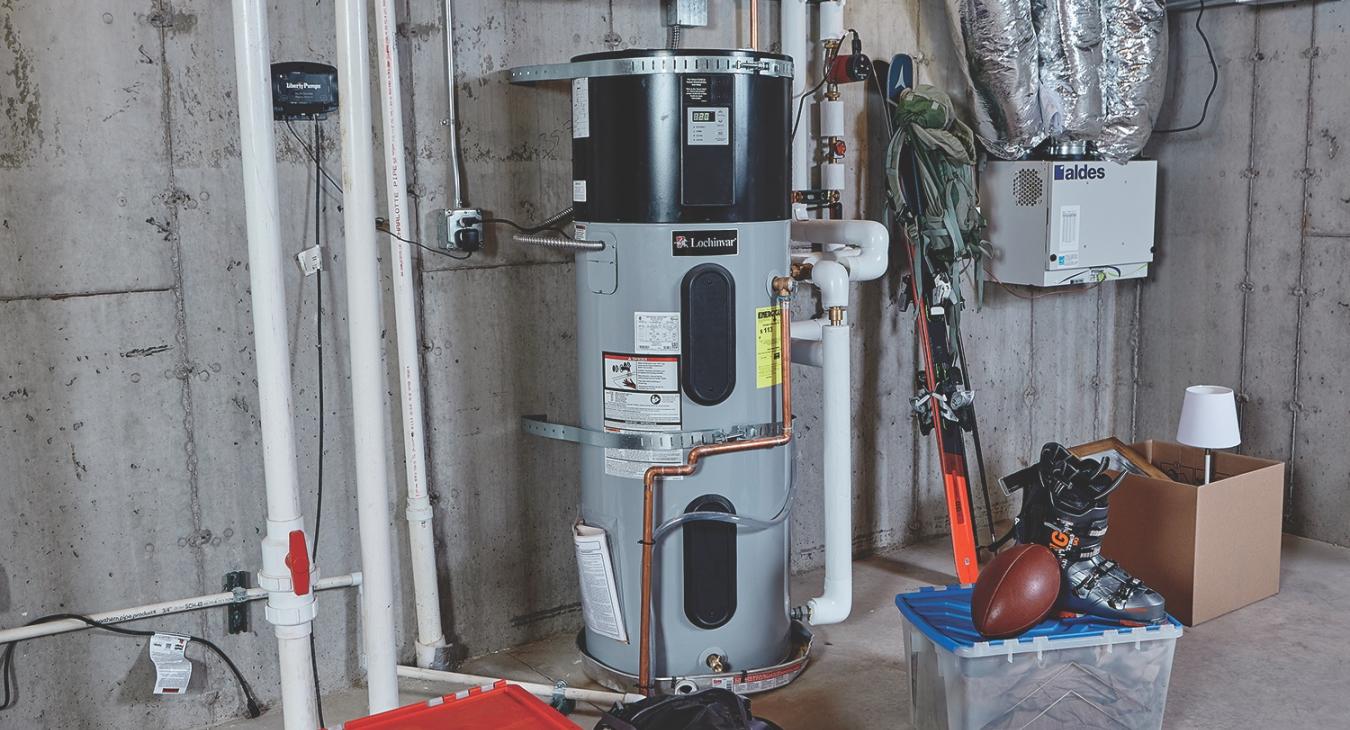 heat pump water heater in basement